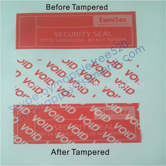 Custom RED Total Transfer VOID Sticker,Warranty VOID Security Label,Matt Tamper Evident VOID Seal Stickers