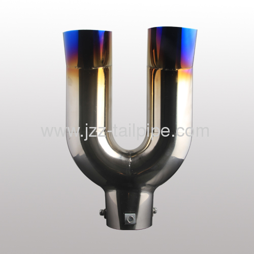 Universal stainless steel blue car dual exhaust pipe
