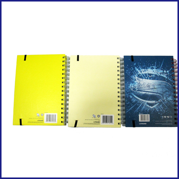 B5 3 subject hardcover spiral notebook college ruled with elastic