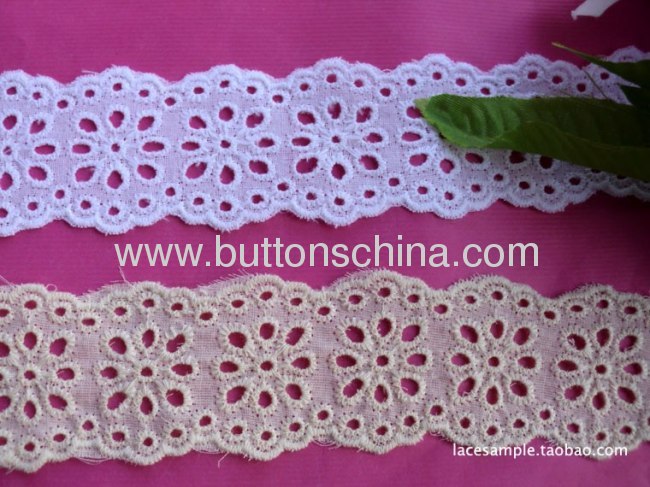 75%COTTON 25% POLYESTER FABRIC LACE EMBROIDERY