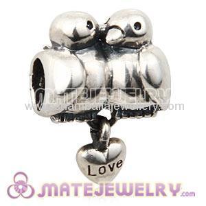 Cheap 925 Sterling Silver european Lovebirds Charms Bead