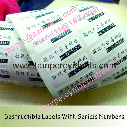 Custom Printing Blue Address Labels,Tamper Evident Asset ID Sticker, Destructible Eggskin Vinyl Labels on Rolls