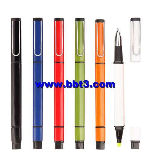 Promotional square shape ballpoint pen with highlighter