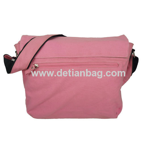 Hot sell fashionable pink canvas messenger bag for women