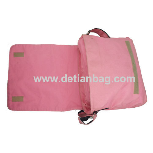 Hot sell fashionable pink canvas messenger bag for women