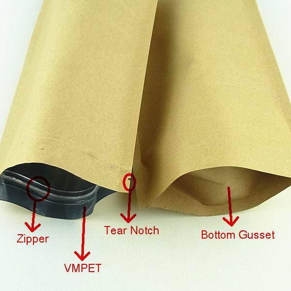 ziplock doypack foil lined kraft paper coffee bags