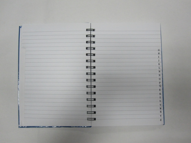 A4 4 subject hardcover spiral notebook/A-Z index notebook college ruled 