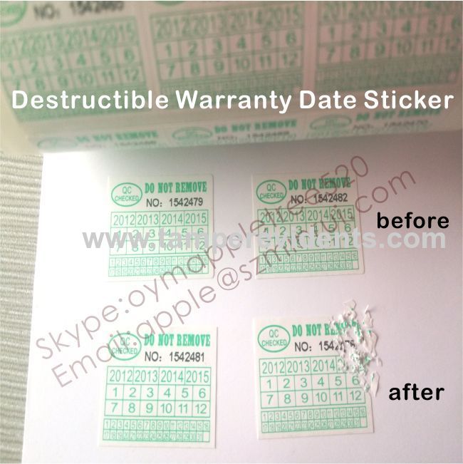 Destructive Warranty Sticker with Dates,Do Not Tamper Eggshell Paper Sticker,Destructible Vinyl Warranty Seal Label