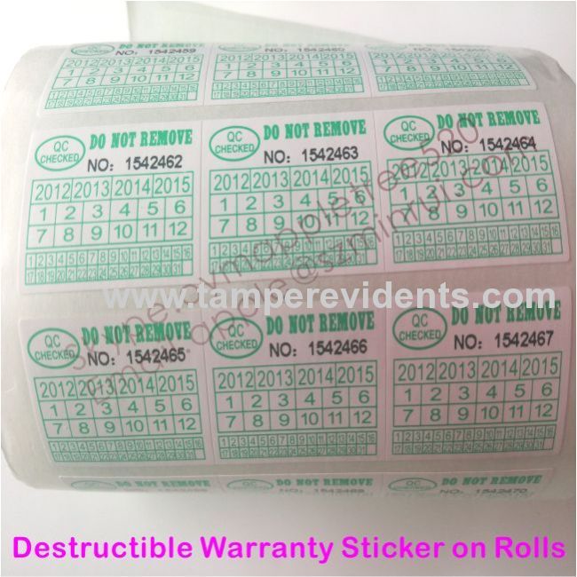 Destructive Warranty Sticker with Dates,Do Not Tamper Eggshell Paper Sticker,Destructible Vinyl Warranty Seal Label