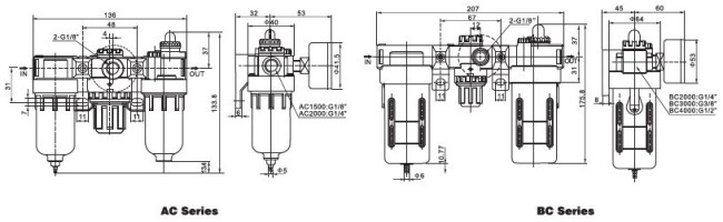 AC/BC series Air Filter Combination (Three Units)