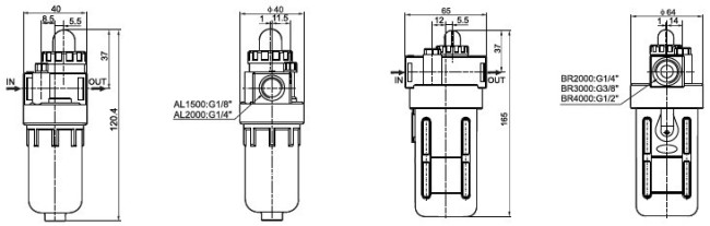 Air filter combination-AL/BL series Lubricator (Airtac type)