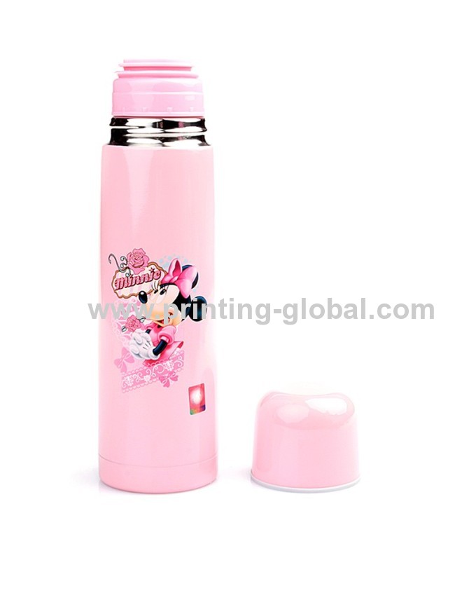 Children metal Thermos Bottle WIth Cartoon Design Heat Transfer Sticker