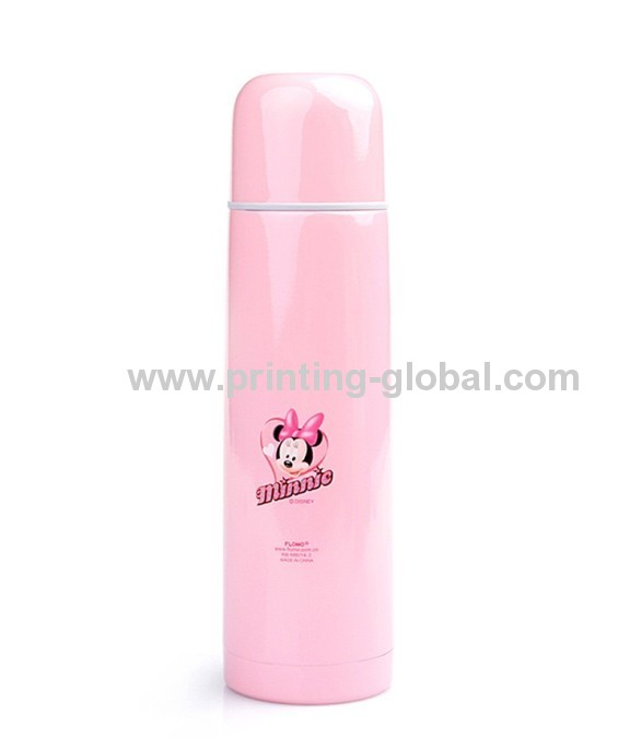 Children metal Thermos Bottle WIth Cartoon Design Heat Transfer Sticker