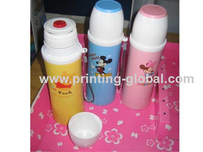 Children metal Thermos Bottle WIth Cartoon Design Heat Transfer Sticker