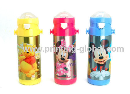 Hot Press Printing Sticker Water Bottle Children Drinking Pot With Cartoon Design