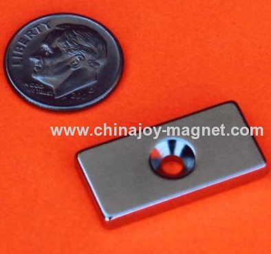 Countersunk HoleN45 Bar Magnet 1 in x 1/2 in x 1/8 in