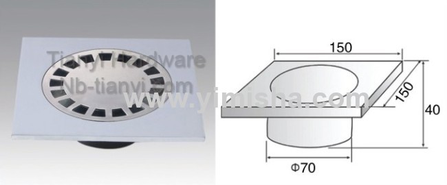 Square High Grade Grinding Brass Anti-odour Floor Drain