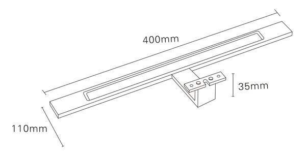 Aluminum waterproof mordern 6w 400mm length led mirror lighting 500lm IP44 CE ROHS