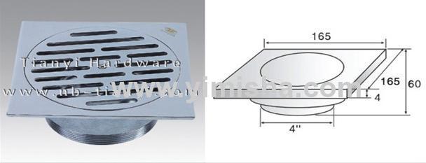 165mm*165mm*4mmBrass Chrome Plated Anti Odour Floor Drain