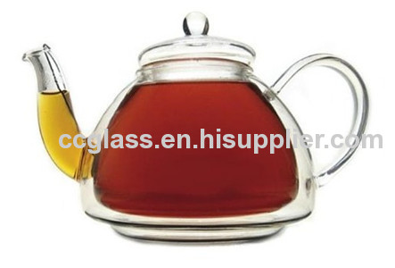 Mouth Blown Heat Resistant Double Wall Glass Teapots Coffee Pots