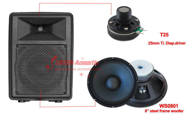 8Plastic Portable Passive / Active DJ Audio Speaker PH08/PH08A