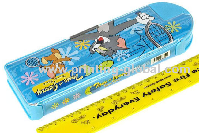 Children Cartoon Design Plastic Pencil Container Pencil Box Heat Transfer Film