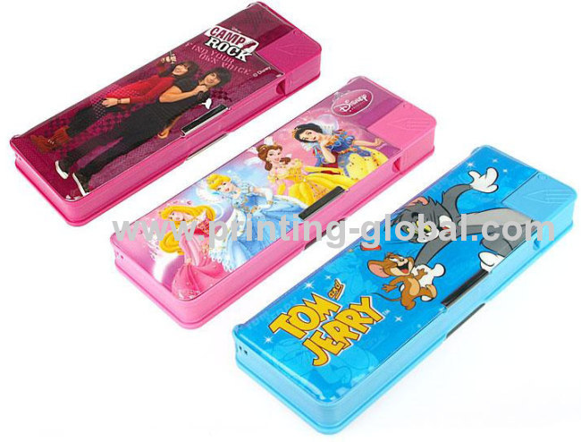 Children Cartoon Design Plastic Pencil Container Pencil Box Heat Transfer Film