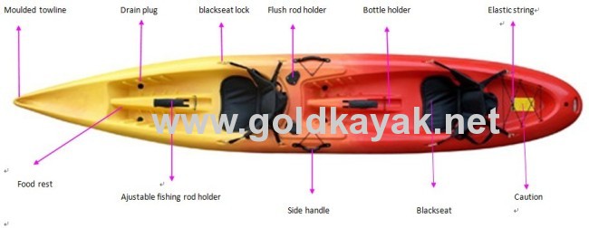 double sit on top kayak with PE material