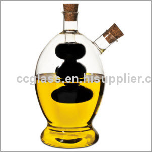 Mouth Blown Glass Oil and Vinegar Jars 