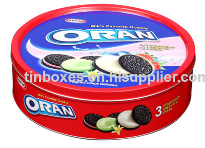 Round cookie tin box