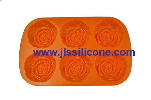 6 cavity rose silicone baking molds cake bake pan
