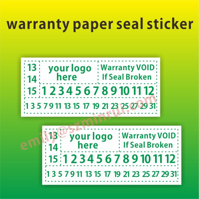 Custom Printed Paper Warranty Seal Stickers with Dates,Warranty One Time Use Eggshell Stickers,Tamper Resistant Labels