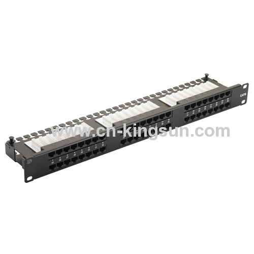 Cat.5e/Cat.6 48 port 1U patch panel - Black - Right Angle