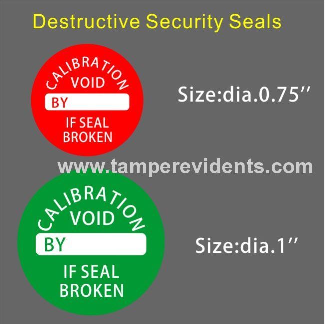 Custom Destructive Calibration Labels,Tamper Evident QC Security Seals,Round Destructible Calibration VOID Stickers 