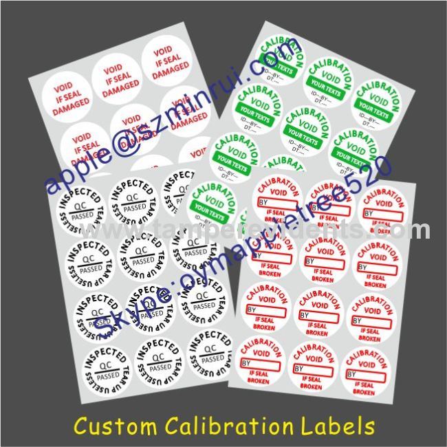 Custom Destructive Calibration Labels,Tamper Evident QC Security Seals,Round Destructible Calibration VOID Stickers 