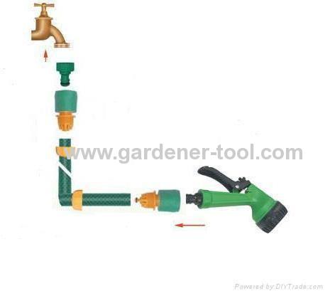 Plastic 7-Function Garden Hose Nozzle With Chromium Plating At Surface