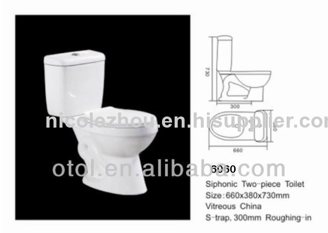 OT-6060 ceramicSanitaryWashdown two piece toilet