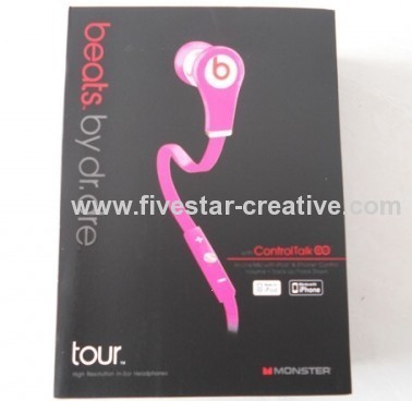 Beats by Dr Dre Tour iPod iPhone Control In-Ear Pink Headphones with Built-in Mic