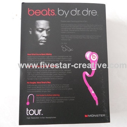 Beats by Dr Dre Tour iPod iPhone Control In-Ear Pink Headphones with Built-in Mic