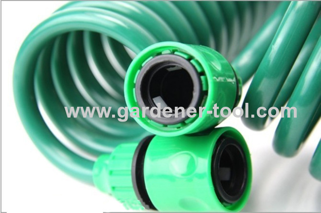 15M EVA Garden Coil Hose With Plastic 4-Pattern Hose Nozzle As Garden Water Hose To Irrigate Plant,Car Washing