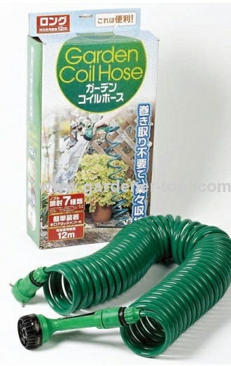 15M EVA Garden Coil Hose With Plastic 4-Pattern Hose Nozzle As Garden Water Hose To Irrigate Plant,Car Washing