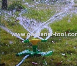Plastic 3-Arm Garden Water Sprinkler With Wheel Base Lawn Sprinkler Yard Sprinkler Plastic Garden Hose Sprinkler