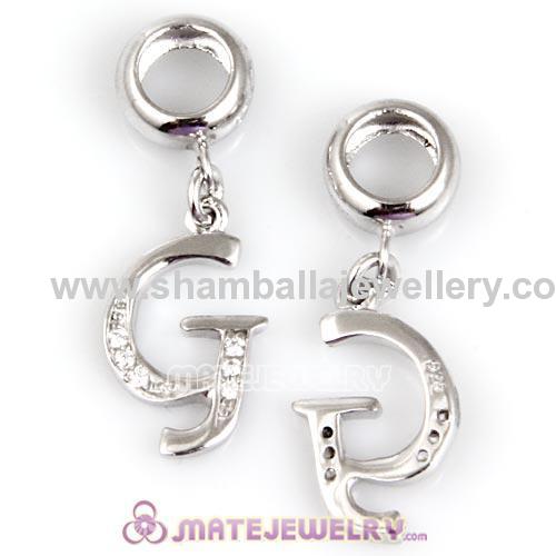 Sterling Silver Dangle charms crystal European letther dangle charm beads