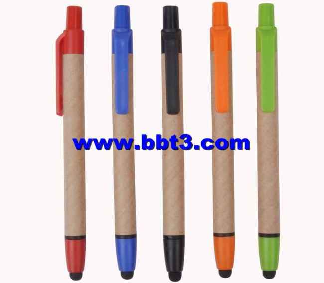 Promotional eco stylus ballpen with plastic clip