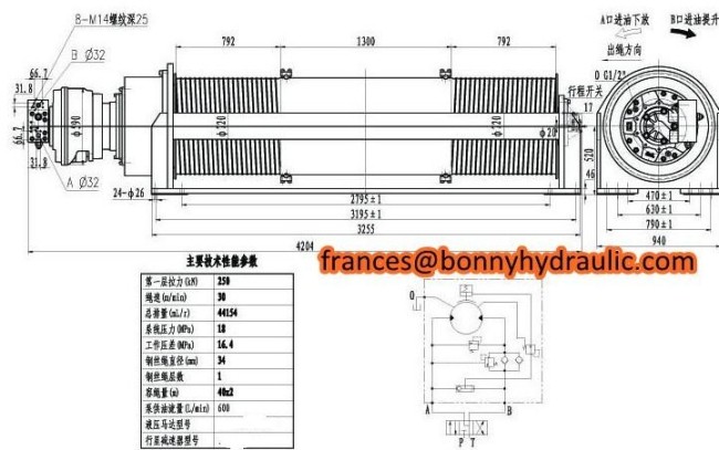 25KN Hydraulic winch with double drum