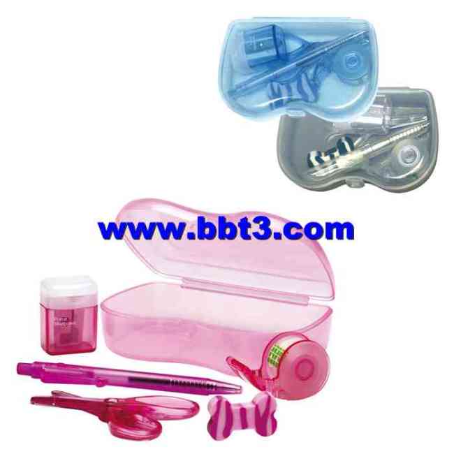 Promotional plastic 6pc stationery set