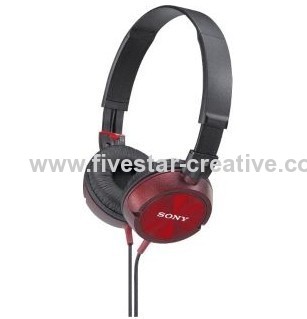 Sony MDR-ZX300 Fashionable Monitor Style Headphone-Red