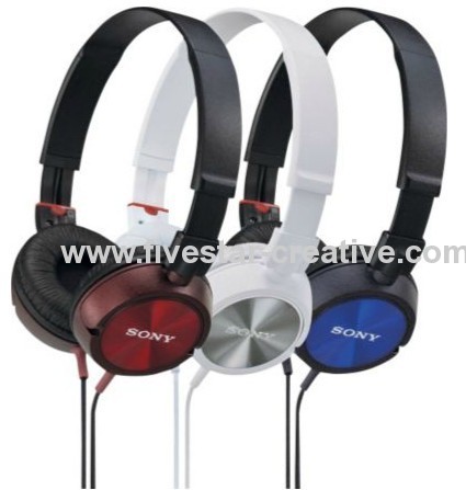 Sony MDR-ZX300 Fashionable Monitor Style Headphone-Red