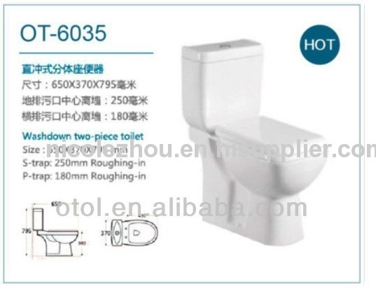 OT-6035 ceramic toilet bathroom European toilet Washdown two piece toilet