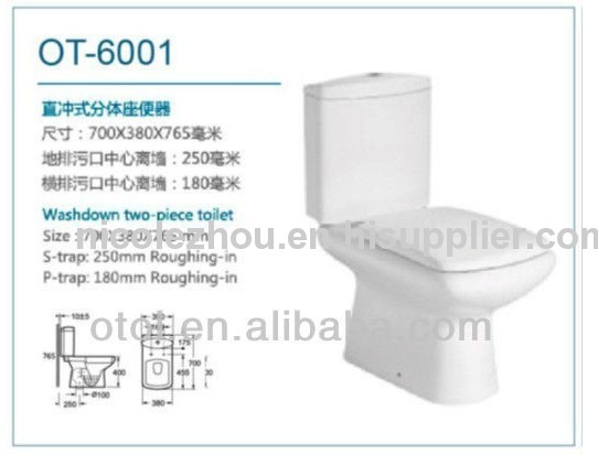 OT-6001 ceramic toilet bathroom toilet Washdown two piece toilet 